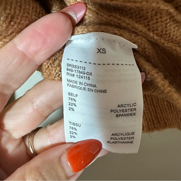 Sophie Rue Sweater Women's Size XS Brown Ribbed Crew Neck Cropped - Picture 5 of 7